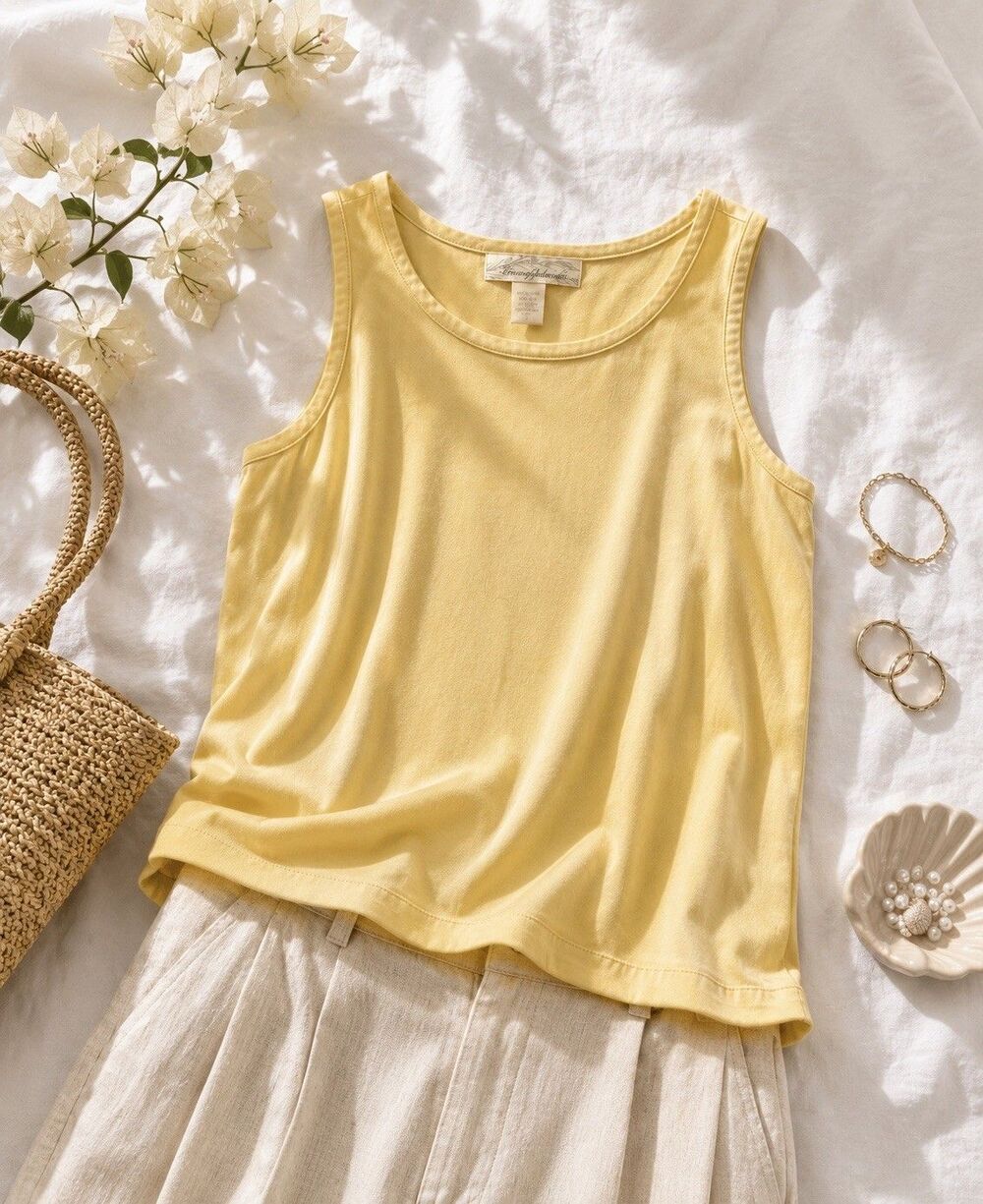 Pineapple Moon Silk Tank Top Medium